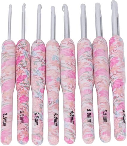 Cunyuer 8PCS Crochet Hook Set, 2.5-6.0mm Ergonomic Crochet Hooks for Arthritic Hands, Soft Grips Aluminum Crochet Needles for Knitter Sewing DIY Yarn Craft in Saudi Arabia