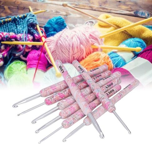 Cunyuer 8PCS Crochet Hook Set, 2.5-6.0mm Ergonomic Crochet Hooks for Arthritic Hands, Soft Grips Aluminum Crochet Needles for Knitter Sewing DIY Yarn Craft in Saudi Arabia
