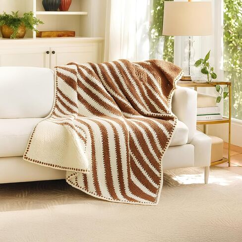 Mary Maxim Crochet Blanket Kit 51" x 64" Infinity Blanket Pattern, Instructions and Soft Worsted Weight Yarns, Intermediate Crochet Kits for Adults, Colors Natural, Dark Azure in Saudi Arabia