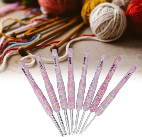Cunyuer 8PCS Crochet Hook Set, 2.5-6.0mm Ergonomic Crochet Hooks for Arthritic Hands, Soft Grips Aluminum Crochet Needles for Knitter Sewing DIY Yarn Craft in Saudi Arabia