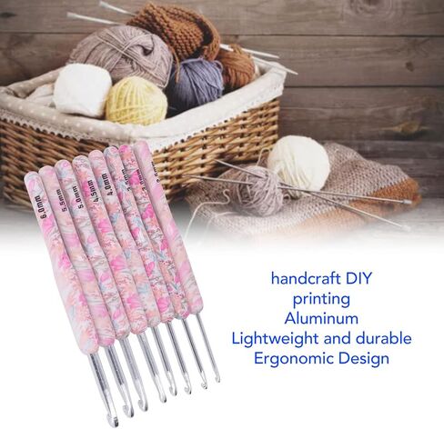Cunyuer 8PCS Crochet Hook Set, 2.5-6.0mm Ergonomic Crochet Hooks for Arthritic Hands, Soft Grips Aluminum Crochet Needles for Knitter Sewing DIY Yarn Craft in Saudi Arabia