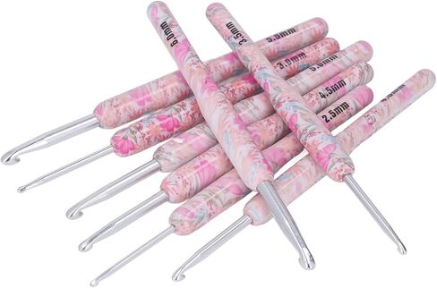 Cunyuer 8PCS Crochet Hook Set, 2.5-6.0mm Ergonomic Crochet Hooks for Arthritic Hands, Soft Grips Aluminum Crochet Needles for Knitter Sewing DIY Yarn Craft in Saudi Arabia