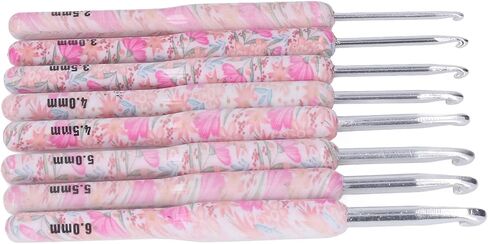 Cunyuer 8PCS Crochet Hook Set, 2.5-6.0mm Ergonomic Crochet Hooks for Arthritic Hands, Soft Grips Aluminum Crochet Needles for Knitter Sewing DIY Yarn Craft in Saudi Arabia