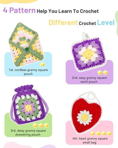 Katech Crochet Kit for Beginners Adults - Coin Purse Crochet Kit with Step-by-Step Instructions, Premium Yarn, Hook & Supplies - Learn-to-Crochet Small Bag, Wallet or Creative Gift in Saudi Arabia