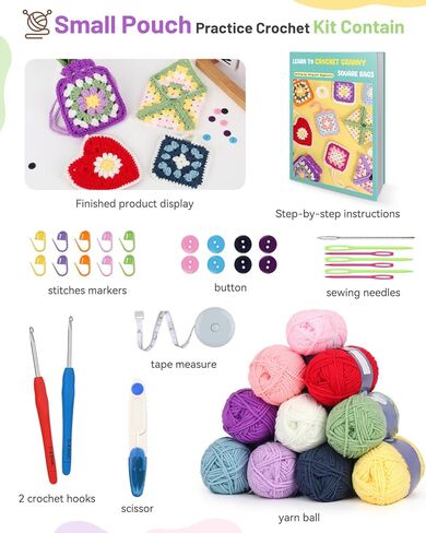 Katech Crochet Kit for Beginners Adults - Coin Purse Crochet Kit with Step-by-Step Instructions, Premium Yarn, Hook & Supplies - Learn-to-Crochet Small Bag, Wallet or Creative Gift in Saudi Arabia