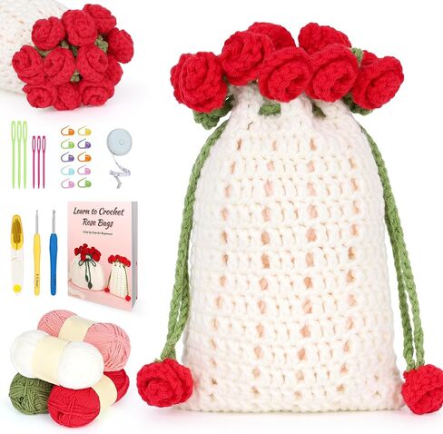 Katech Crochet Kit for Beginners Adults - Coin Purse Crochet Kit with Step-by-Step Instructions, Premium Yarn, Hook & Supplies - Learn-to-Crochet Small Bag, Wallet or Creative Gift in Saudi Arabia
