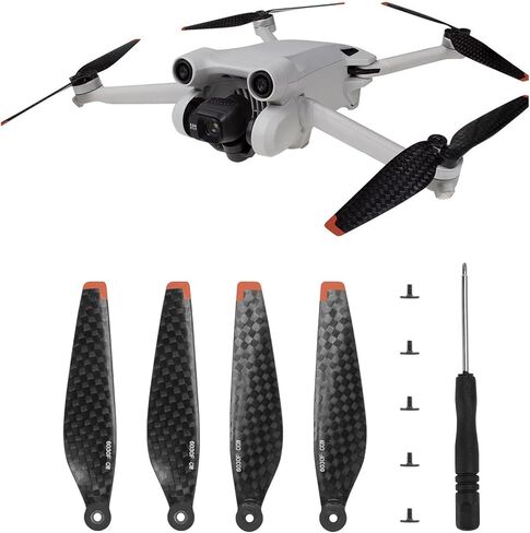 مراوح Mini 4/3 Pro من ألياف الكربون متوافقة مع DJI Mini 4 Pro/Mini 3 Pro Drone، شفرات مراوح منخفضة الضوضاء، دعامات أجنحة، ملحقات بديلة سريعة الفك (8 قطع) in Kuwait