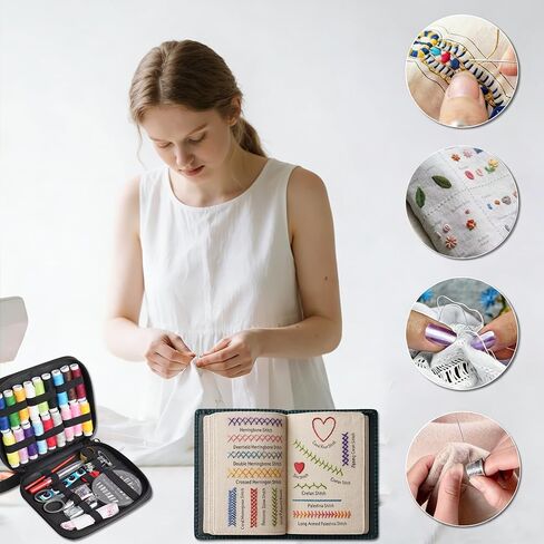 2026 New Embroidery Stitch Book Kit, All-in-One Embroidery Stitch Books and Sewing Kit, 86-Piece DIY Embroidery Stitching Book Kit with 106 Patterns, Tools and Tutorials, Suitable for beginners. in Saudi Arabia