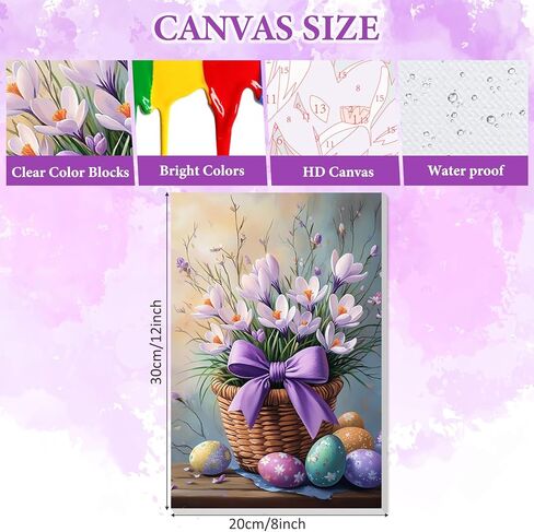 NAIMOER Easter Paint by Numbers Kits for Adults Beginner with Wooden Framed, Eggs Flower Color by Numbers on Canvas Painting Kits for Adults, Easy Paint DIY Acrylic for Home Wall Decor 8X12 Inch in Saudi Arabia