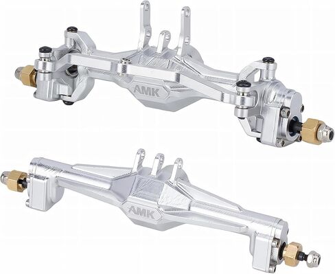 محاور AMK من الألومنيوم TRX4M، مجموعة محاور بوابة CNC TRX4M الأمامية والخلفية مع وصلة توجيه، غطاء من سبائك الألومنيوم مع سداسي نحاسي لأجزاء ترقية 1/18 RC Crawler TRX4M Defender Bronco (فضي) in Saudi Arabia