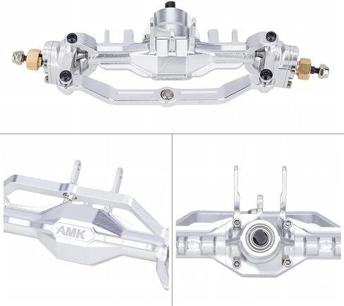 محاور AMK من الألومنيوم TRX4M، مجموعة محاور بوابة CNC TRX4M الأمامية والخلفية مع وصلة توجيه، غطاء من سبائك الألومنيوم مع سداسي نحاسي لأجزاء ترقية 1/18 RC Crawler TRX4M Defender Bronco (فضي) in Saudi Arabia