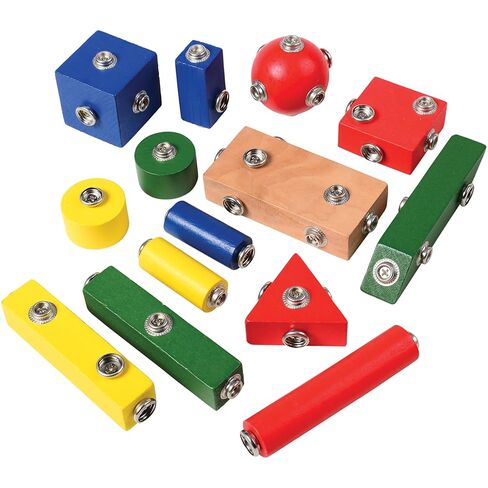 Constructive Playthings Children's Snap N Play Building Blocks for Toddlers 3-5 Years with Drawstring Bag for Block Storage, STEM Toys, Durable Hardwood Manipulatives, Multicolor, 65 pcs. in Saudi Arabia