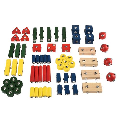 Constructive Playthings Children's Snap N Play Building Blocks for Toddlers 3-5 Years with Drawstring Bag for Block Storage, STEM Toys, Durable Hardwood Manipulatives, Multicolor, 65 pcs. in Saudi Arabia