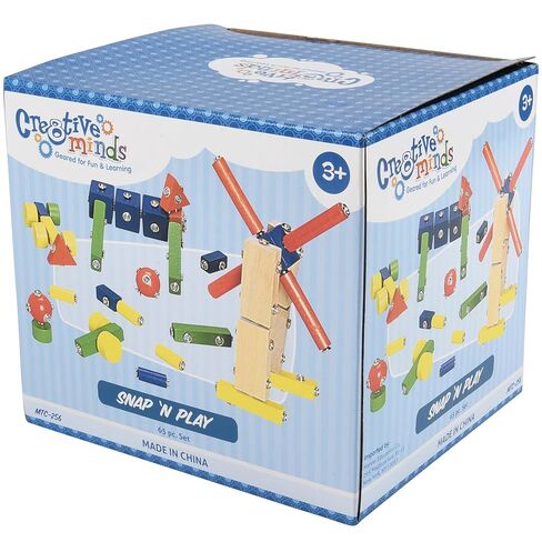 Constructive Playthings Children's Snap N Play Building Blocks for Toddlers 3-5 Years with Drawstring Bag for Block Storage, STEM Toys, Durable Hardwood Manipulatives, Multicolor, 65 pcs. in Saudi Arabia