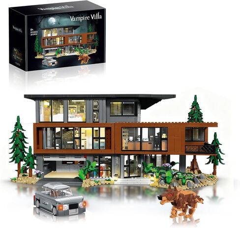 Vampire Villa Building Blocks Sets, 2813+ Pcs Fantasy Craft for Book Lovers, Modern House Model Toy with Lights, Villa Design for Film Fans, for Adults Teens Boys Girls in Saudi Arabia