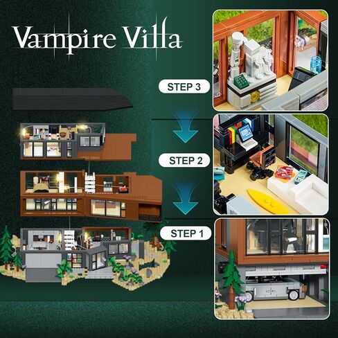 Vampire Villa Building Blocks Sets, 2813+ Pcs Fantasy Craft for Book Lovers, Modern House Model Toy with Lights, Villa Design for Film Fans, for Adults Teens Boys Girls in Saudi Arabia