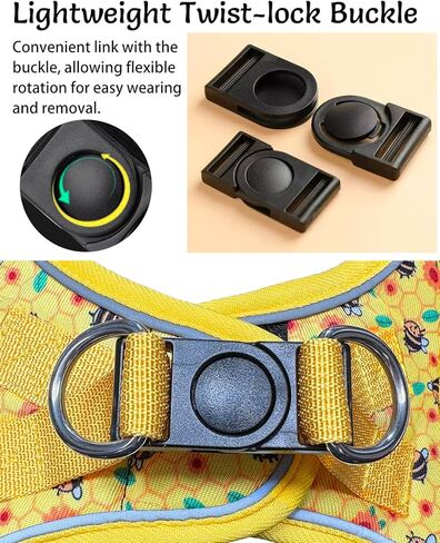Step in Dog Harness and Leash Set, Reflective Adjustable No Pull Dog Harness for Extra-Small/Small Dogs Puppy and Cats, Soft Padded Mesh Vest Harnesses for Girl and Boy Pets(Bee,S) in Saudi Arabia