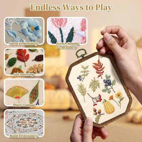 9 Pcs Large Embroidery Hoop Frame, Embroidery Frames for Display, Imitated Wood Cross Stitch Hoop, Circle/Oval/Octagonal Cross Stitch Frame Kits, Perfect for DIY, Craft Sewing, Home Decor in Saudi Arabia