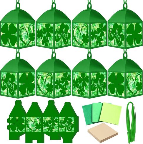 Maitys 16 Sets Valentine's Day Themed Paper Lantern Craft Kit for Adults, Cute Love Heart DIY Lanterns with Tissue Paper Glue Handcrafts for Home Activities Romantic Cultural Ornaments Decorations in Kuwait