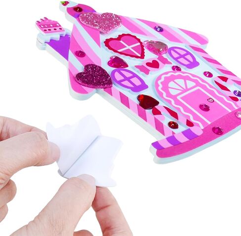 Winlyn 24 Sets Valentine's Day Heart House Ornaments Decorations DIY Valentine House Craft Kits Foam House with Heart Valentine Stickers for Kids School Classroom Activities Party Favors Gift Exchange in Saudi Arabia