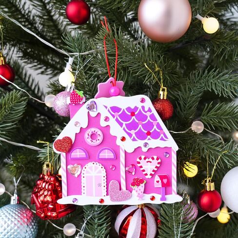 Winlyn 24 Sets Valentine's Day Heart House Ornaments Decorations DIY Valentine House Craft Kits Foam House with Heart Valentine Stickers for Kids School Classroom Activities Party Favors Gift Exchange in Saudi Arabia