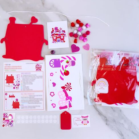 Winlyn 24 Sets Valentine's Day Heart House Ornaments Decorations DIY Valentine House Craft Kits Foam House with Heart Valentine Stickers for Kids School Classroom Activities Party Favors Gift Exchange in Saudi Arabia