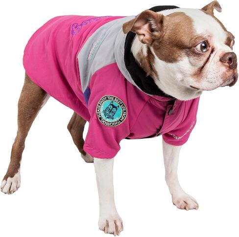 TOUCHDOG 'Mount Pinnacle' Waterproof and Windproof Fashion Designer Insulated Pet Dog Coat Ski Jacket Hooded Raincoat, X-Small, Pink in Saudi Arabia