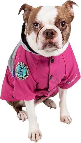 TOUCHDOG 'Mount Pinnacle' Waterproof and Windproof Fashion Designer Insulated Pet Dog Coat Ski Jacket Hooded Raincoat, X-Small, Pink in Saudi Arabia