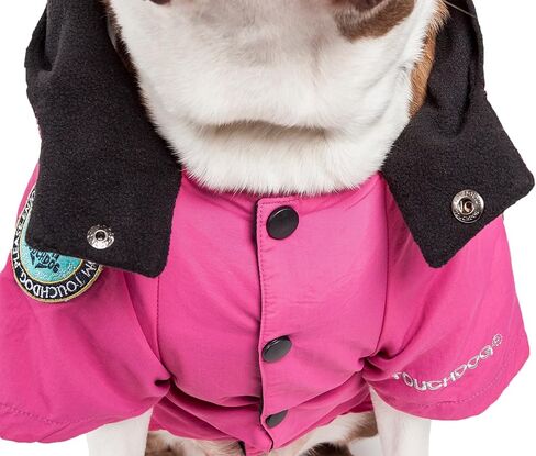 TOUCHDOG 'Mount Pinnacle' Waterproof and Windproof Fashion Designer Insulated Pet Dog Coat Ski Jacket Hooded Raincoat, X-Small, Pink in Saudi Arabia