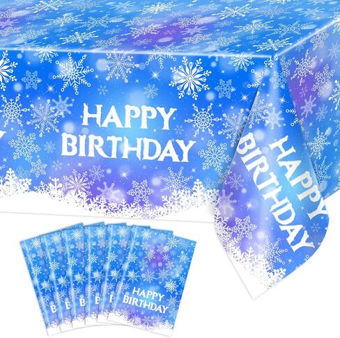 Avezano 3 pcs Winter Snowflake Tablecloths Plastic 108 x 54 inch Winter Wonderland Party Decorations for Kids Girls Blue and Purple Christmas Birthday Table Cover Disposable in Saudi Arabia