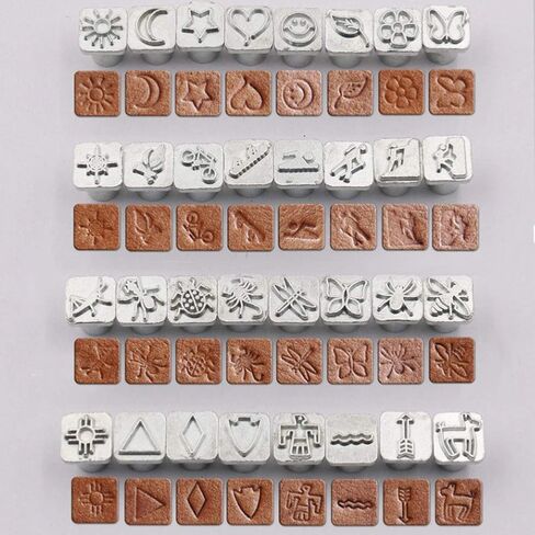 مجموعة 32 قطعة من مجموعة خرامة الطوابع، أدوات صنع السرج المصنوعة من جلد الحيوانات الكرتونية والنباتية، مجموعة أدوات ختم الجلود للطباعة البلاستيكية المعدنية DIY (خرامة ختم جلدية للحيوانات) in Saudi Arabia