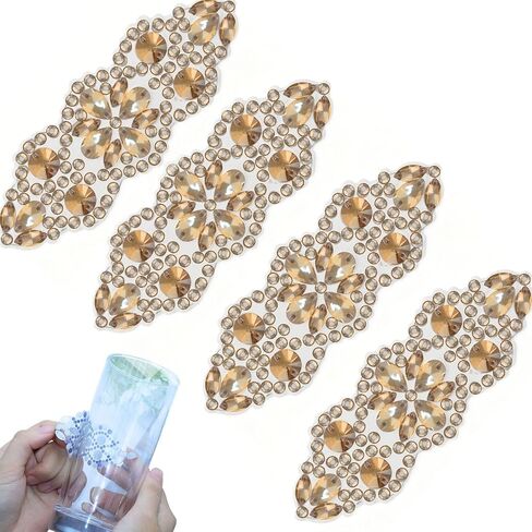 PEARLY JUN 4 قطع فضية AB حجر الراين مزينة بأحجار الراين مزينة بالكريستال الحديد على زينة للملابس DIY وحزام الزفاف والحرف اليدوية وفساتين الزينة in Saudi Arabia