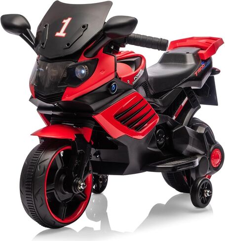 دراجة نارية للأطفال، دراجة نارية كهربائية تعمل ببطارية 6 فولت، مع إطارات مداس، قرن، مصباح أمامي للعمل، موسيقى، عجلات تدريب، ألعاب ركوب ثابتة للأطفال الصغار الأولاد والبنات 3-6، أخضر in Kuwait