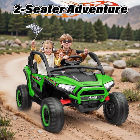 24V Ride on Car, 2 Seater XL Off-Road UTV w/4 RMP2000W Motors, Remote Control, Gift Flower, Bluetooth Music, LED Lights, 24 Volt Ride on Toys for Big Kids, Green in Saudi Arabia