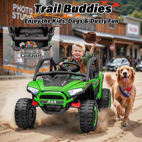 24V Ride on Car, 2 Seater XL Off-Road UTV w/4 RMP2000W Motors, Remote Control, Gift Flower, Bluetooth Music, LED Lights, 24 Volt Ride on Toys for Big Kids, Green in Saudi Arabia