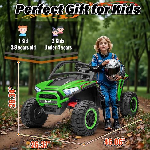 24V Ride on Car, 2 Seater XL Off-Road UTV w/4 RMP2000W Motors, Remote Control, Gift Flower, Bluetooth Music, LED Lights, 24 Volt Ride on Toys for Big Kids, Green in Saudi Arabia