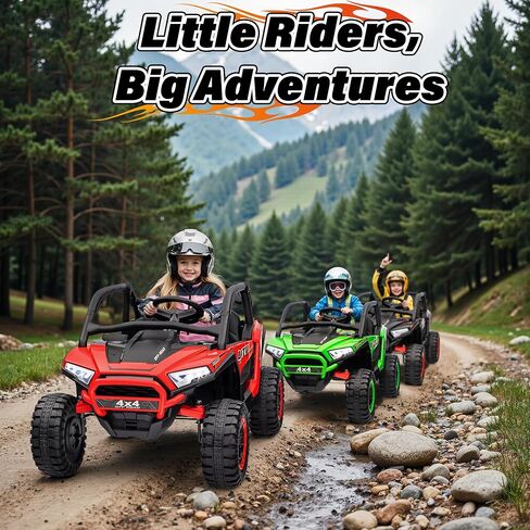 24V Ride on Car, 2 Seater XL Off-Road UTV w/4 RMP2000W Motors, Remote Control, Gift Flower, Bluetooth Music, LED Lights, 24 Volt Ride on Toys for Big Kids, Green in Saudi Arabia