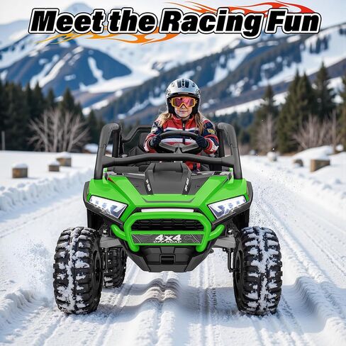 24V Ride on Car, 2 Seater XL Off-Road UTV w/4 RMP2000W Motors, Remote Control, Gift Flower, Bluetooth Music, LED Lights, 24 Volt Ride on Toys for Big Kids, Green in Saudi Arabia