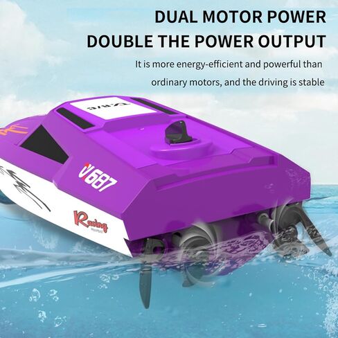 High Speed RC Boats,Mini Remote Control Speedboat Dual Motors 2.4Ghz Electric Remote Control Ship for Adult and 8-12 Teen Waterproof Toy Boat for Pool 2 Batteries,Blue in Saudi Arabia