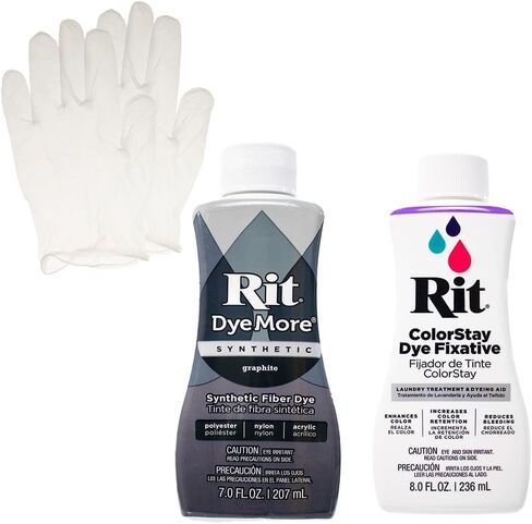 Rit Synthetic Liquid Dye with ColorStay Fixative Bundle – All in One Kit with Gloves to Reduce Color Bleed in Saudi Arabia