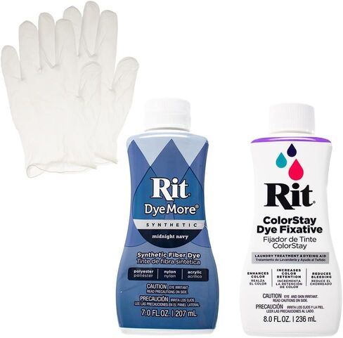 Rit Synthetic Liquid Dye with ColorStay Fixative Bundle – All in One Kit with Gloves to Reduce Color Bleed in Saudi Arabia