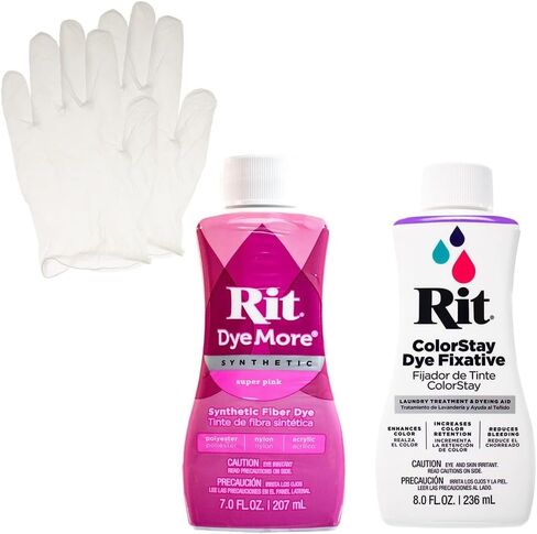 Rit Synthetic Liquid Dye with ColorStay Fixative Bundle – All in One Kit with Gloves to Reduce Color Bleed in Saudi Arabia