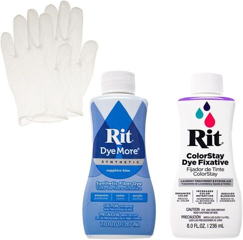 Rit Synthetic Liquid Dye with ColorStay Fixative Bundle – All in One Kit with Gloves to Reduce Color Bleed in Saudi Arabia
