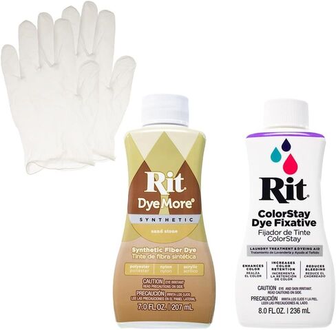 Rit Synthetic Liquid Dye with ColorStay Fixative Bundle – All in One Kit with Gloves to Reduce Color Bleed in Saudi Arabia