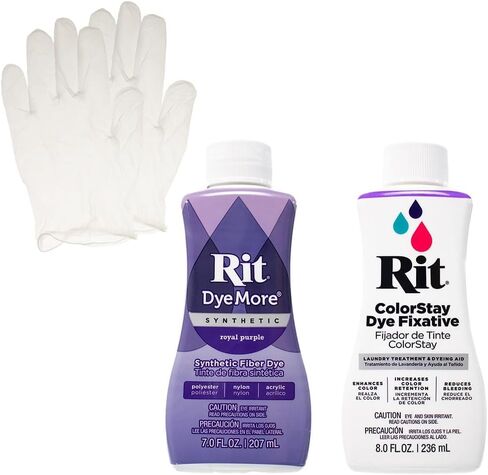 Rit Synthetic Liquid Dye with ColorStay Fixative Bundle – All in One Kit with Gloves to Reduce Color Bleed in Saudi Arabia