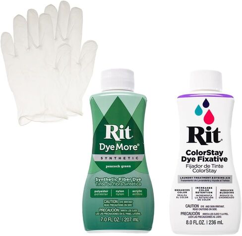 Rit Synthetic Liquid Dye with ColorStay Fixative Bundle – All in One Kit with Gloves to Reduce Color Bleed in Saudi Arabia