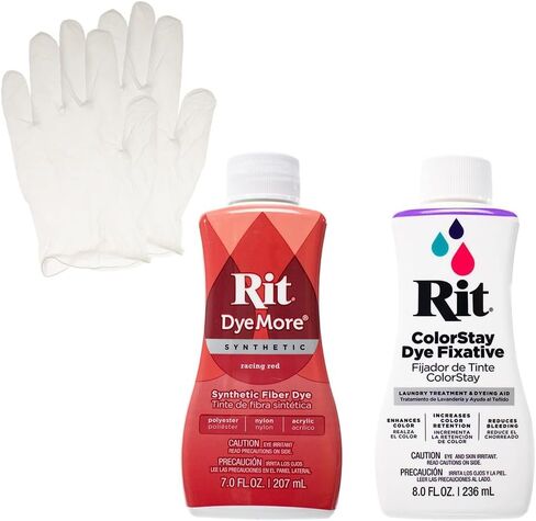 Rit Synthetic Liquid Dye with ColorStay Fixative Bundle – All in One Kit with Gloves to Reduce Color Bleed in Saudi Arabia