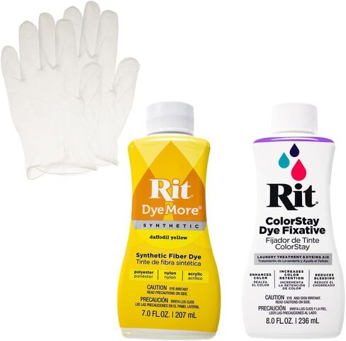 Rit Synthetic Liquid Dye with ColorStay Fixative Bundle – All in One Kit with Gloves to Reduce Color Bleed in Saudi Arabia
