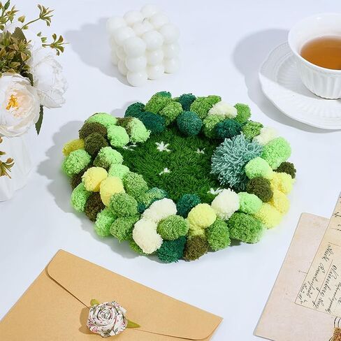 مجموعة WEBEEDY 3D Moss Latch Hook Coaster Kit DIY Latch Hook Set مع شبكة السنانير والتعليمات للبالغين المبتدئين، صناعة تطريز الأكواب DIY لتزيين المنزل هدية عيد الميلاد، 7.9 × 9.1 بوصة in Saudi Arabia