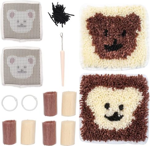 Latch Hook Kit Cup Coaster DIY Set Lovely Bear Pattern Home Decoration for Handcraft in Saudi Arabia
